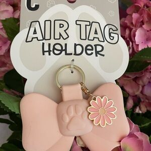 Pink Bow AirTag Holder with Flower Charm